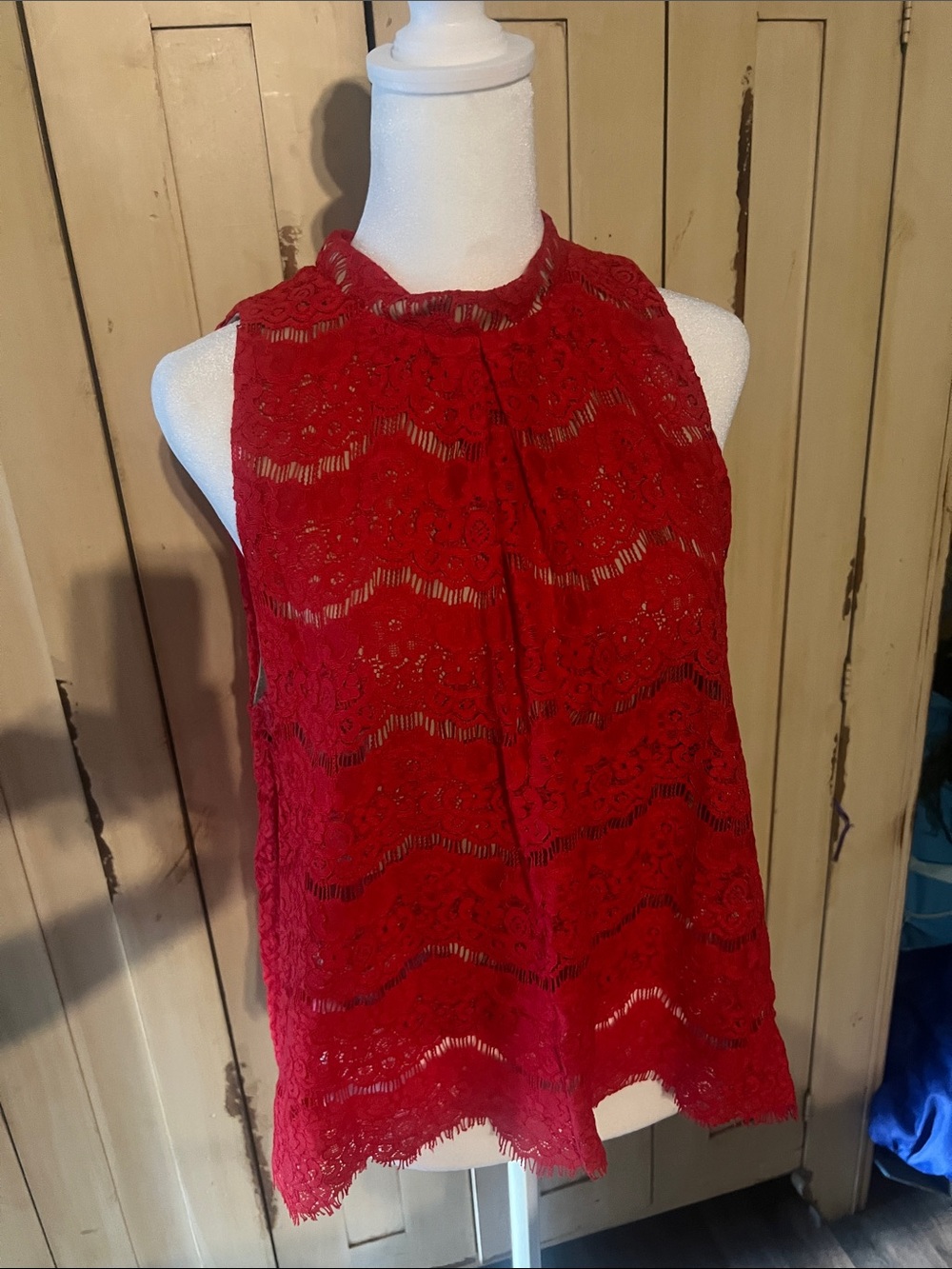 love, Fire Red Lace Halter Neck Camisole Top